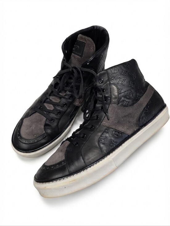 Louis Vuitton Other - Men's Louis Vuitton 2009 Monogram Embossed Leather & Suede High-Top Sneakers Siz